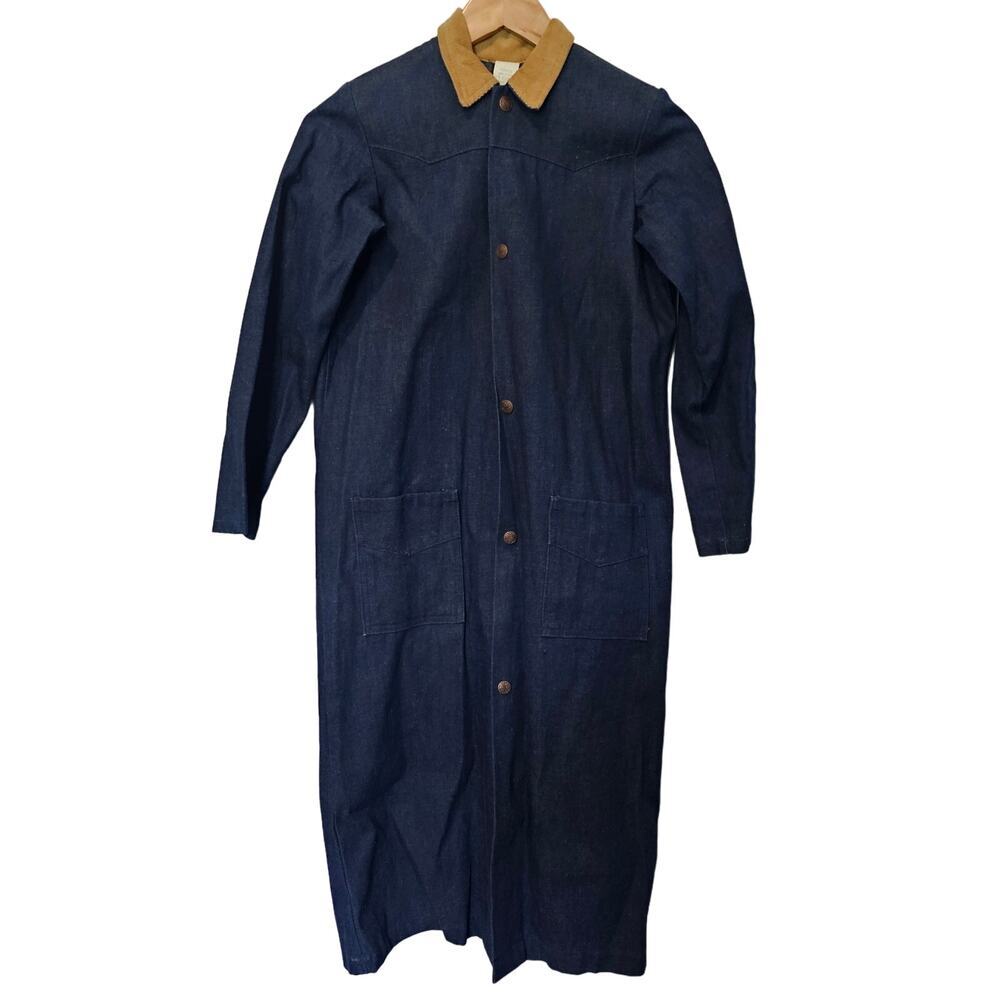 Vintage American West Denim Jacket 80s Womens Small Ranch Coat Western Chore